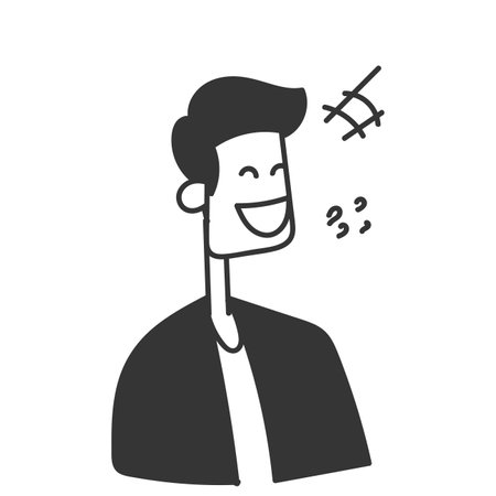 doodle man avatar laughingのイラスト素材
