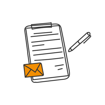 doodle clipboard data and mail illustrationのイラスト素材