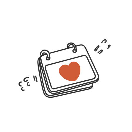 doodle calendar with love sign illustrationのイラスト素材