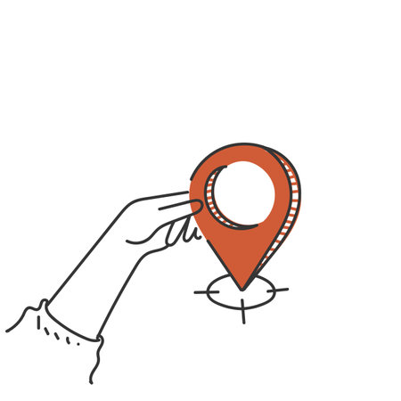 doodle map pin point target location iconのイラスト素材