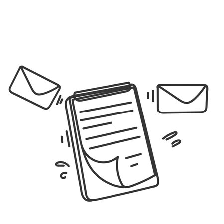 doodle clipboard data and mail illustrationのイラスト素材