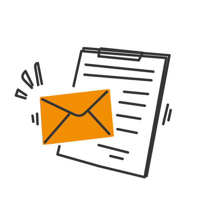 doodle clipboard data and mail illustrationのイラスト素材