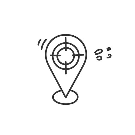 doodle map pin point target location iconのイラスト素材