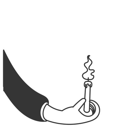 hand holding flame candle in doodle sketch cartoonのイラスト素材