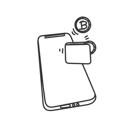 doodle crypto wallet illustration vectorのイラスト素材