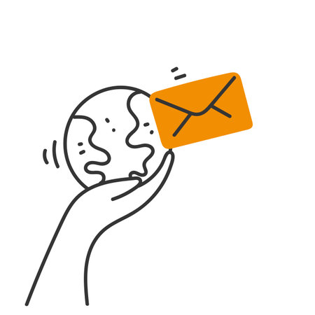 doodle globe and envelope iconのイラスト素材