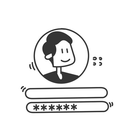 account usename password in doodle cartoon styleのイラスト素材