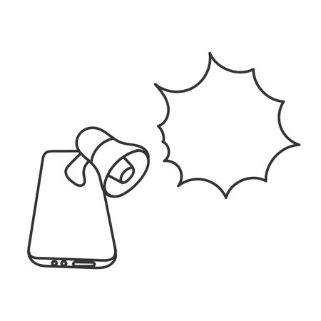 doodle phone with megaphone and bubble talk symbol for announcement messageのイラスト素材