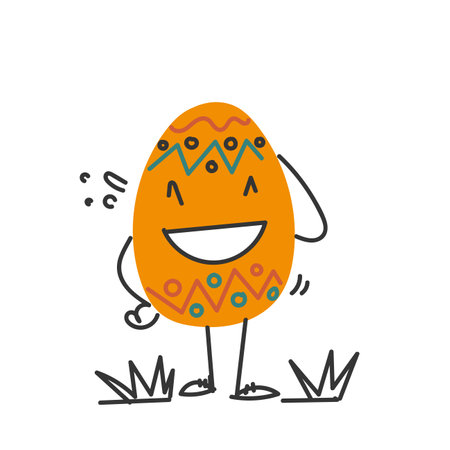 funny retro colorful egg character doodleのイラスト素材