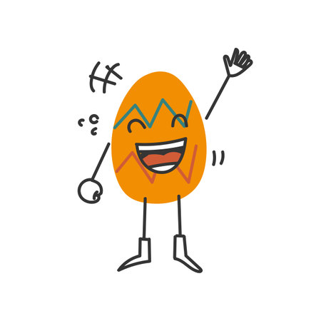 funny retro colorful egg character doodleのイラスト素材
