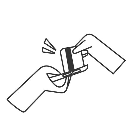 doodle hand insert credit card card to smart phoneのイラスト素材