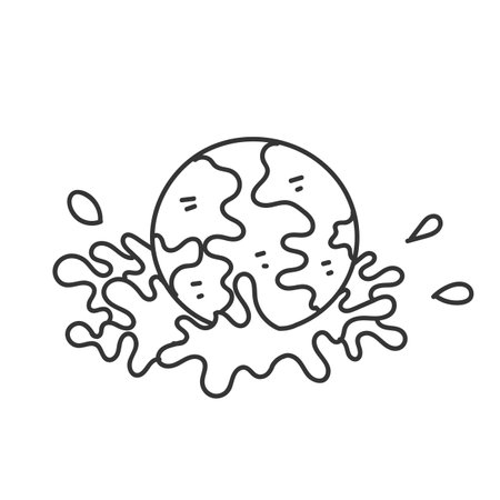 hand drawn doodle globe floating on waterのイラスト素材