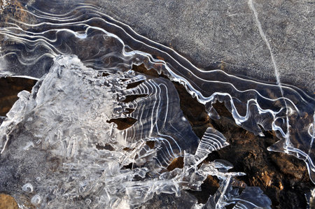 Exotic Ice Formations on Frozen River