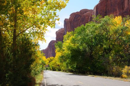 Jaycee Park and Poision Spider Mesa in Fallの写真素材