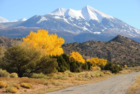 La Sal Mountain Byway in the Fallの写真素材