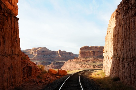 Railroad Through Remote Desert Canyonの写真素材