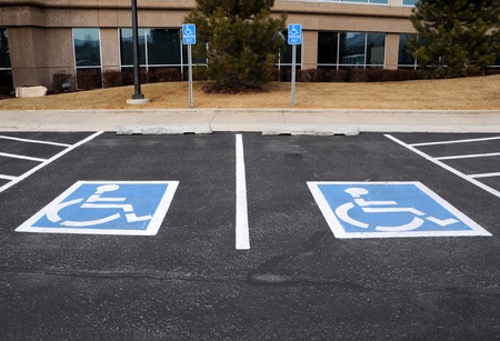 Handicapped Parking Spaces at Office Buildingの写真素材