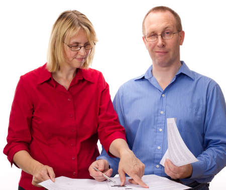 Two business people workingの写真素材