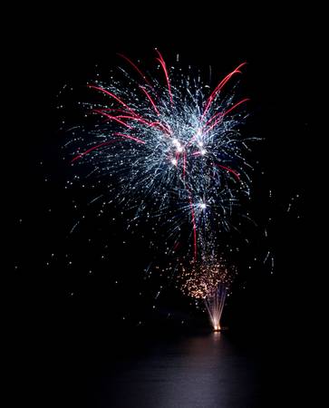 Firework on lakeの写真素材