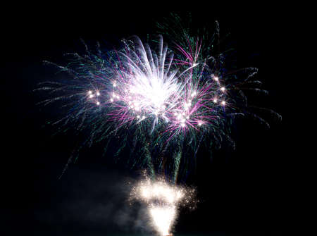 Firework on lakeの写真素材