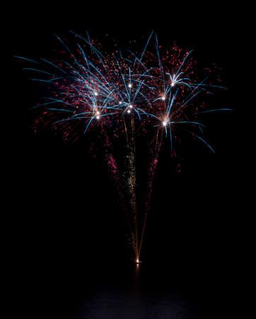Firework on lakeの写真素材