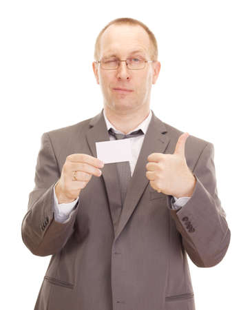 Business person showing visiting cardの写真素材