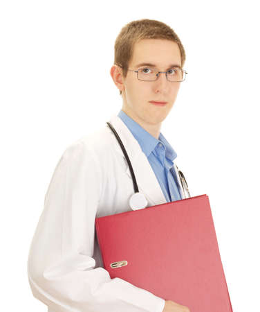 A young medical doctor with a ring binderの写真素材