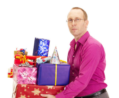 Business person with a lot of giftsの写真素材
