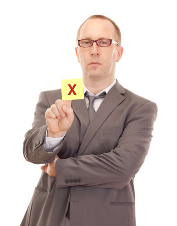 Business person showing removable noteの写真素材