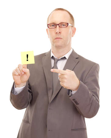 Business person showing removable noteの写真素材
