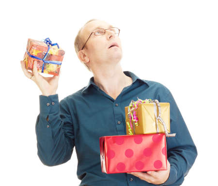 Business person throwing a giftの写真素材