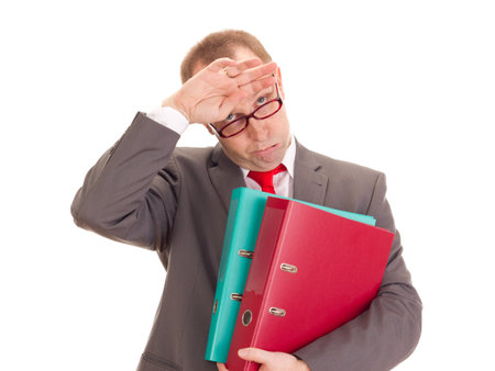 Businessman with ring binderの写真素材