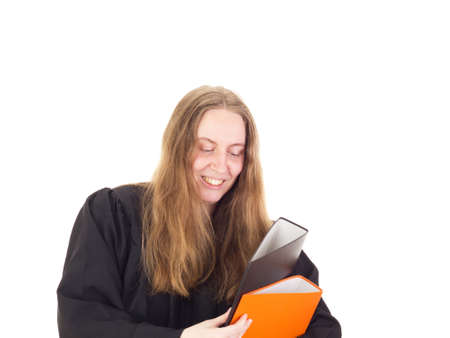 Young attorney with a lot of workの写真素材