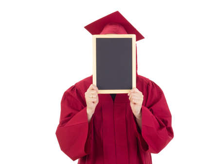 Female student with blackboardの写真素材