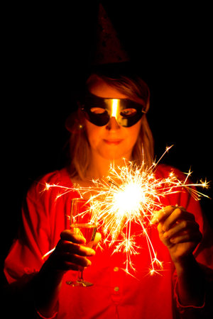 Woman with sparkler