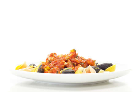 Italian noodles with tomato sauceの写真素材