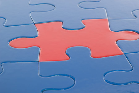 Single red piece in blue puzzle