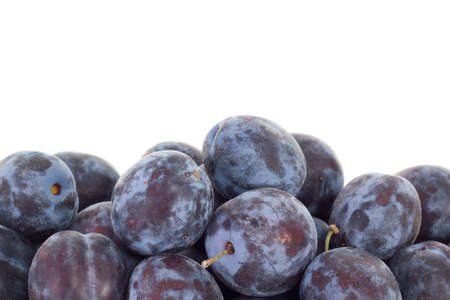 Delicious plums on white backgroundの写真素材