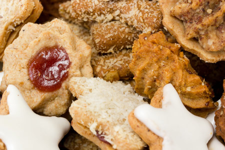 Close-up of fresh baked christmas cookies