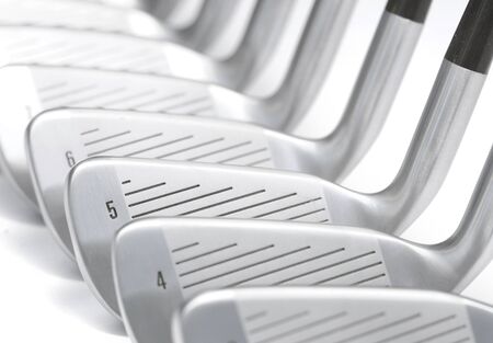 golf clubs on white background, classic blade ironsの写真素材