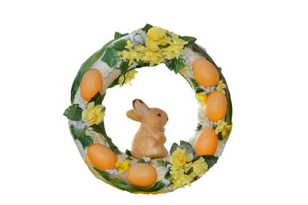 Easter rabbit and eggsの写真素材