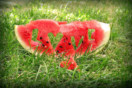 Fresh juicy watermelon sliceの写真素材
