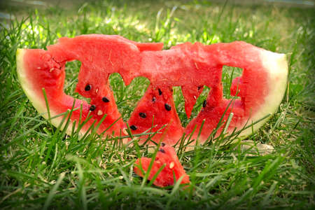 Fresh juicy watermelon sliceの写真素材