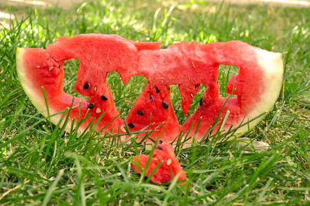 Fresh juicy watermelon sliceの写真素材