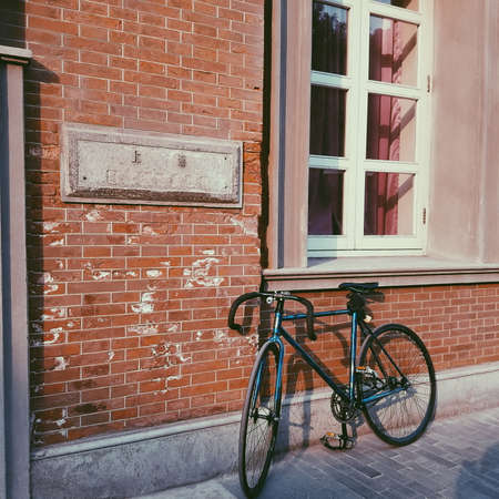 Bicycle beside the buildingのeditorial素材