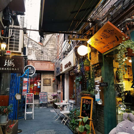 Corner of Tianzifang streetのeditorial素材