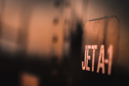 Jet A-1 label on helicopter bell 407 near refueling port