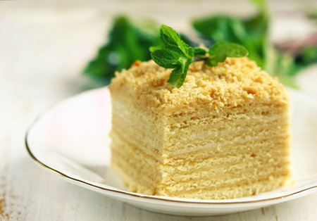 A piece of honey cakeの写真素材