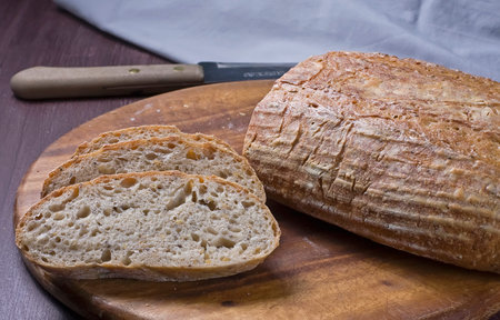 sliced homemade bread, close-up