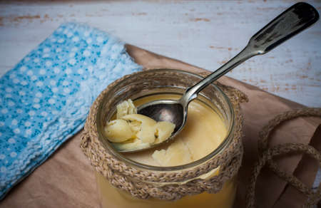 Ghee butter close-up.  indian gheeの写真素材